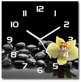 Sklenené nástenné hodiny štvorec Orchidea pl_zsk_30x30_f_53476359