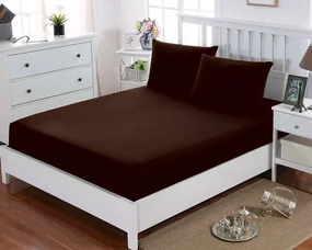 Napínacia plachta JERSEY PLUS Hnedá Tmavá Bavlnená Rozmer: 90 x 200 cm