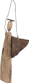 Dekorácia závesný drevený anjel Antique so srdiečkom - 8*2*14/18 cm