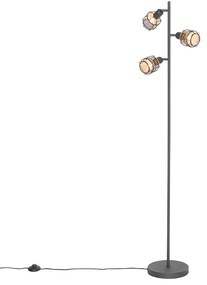 Dizajnová stojaca lampa čierna so zlatom 3-svetlo - Noud