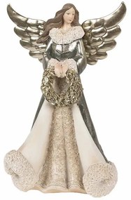 Dekorácia socha Anjel s vencom  - 15*10*24 cm