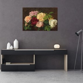 Obraz - Henri Fantin-Latour, Roses de Nice on a Table, reprodukcia (90x60 cm)