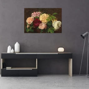 Obraz - Henri Fantin-Latour, Roses de Nice on a Table, reprodukcia (90x60 cm)