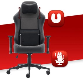 Hells Herná stolička Hell's Chair HC-1009 Black-Grey Fabric