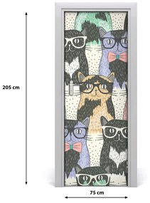 Samolepiace fototapety na dvere Mačky v okuliaroch 75x205 cm