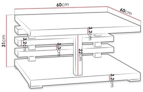 Konferenčný stolík KYOTO 31x60 cm matná čierna