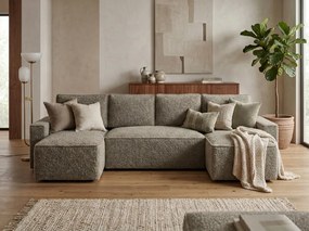 Rozkladacia sedacia súprava do U SMART BOUCLE 303x143 cm, sivohnedá