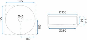 Rea Cristal, sklenené umývadlo na dosku 36x36 cm, číra, REA-U9670
