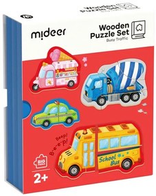 Mideer Drevené puzzle v knihe Doprava 18ks