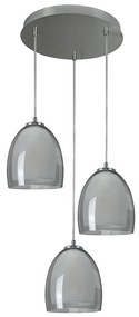 TK-LIGHTING Závesné moderné osvetlenie ROMA III, 3xE27, 60W, grafitové sklo