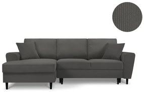 Tmavosivá rozkladacia rohová menčestrová pohovka Kooko Home Jazz, ľavý roh