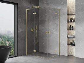 Mexen Mist-H L Duo, 2-krídlový sprchový kút 115 x 95 cm, číre sklo, zlatý lesklý profil, 8A5L-115L-095P-50-00