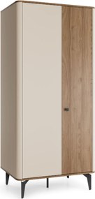 Dvojdverová šatníková skriňa do spálne 88 cm kašmír/orech royal Aurena AU1