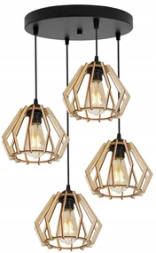 Závesné svietidlo Timber, 4x drevené tienidlo, o