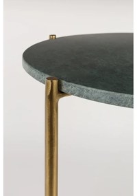 Zelený odkladací stolík s mramorovou doskou White Label Timpa