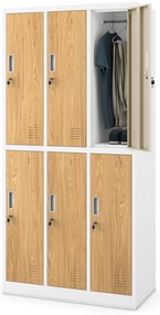 Sociálna pracovná skrinka biela/zlatý dub: Eco Design 6-dverová IGOR