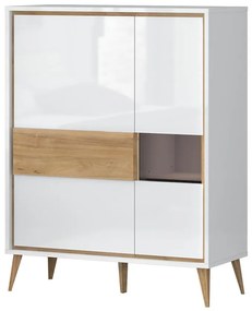 Vitrína Vida-K2S lakované pacific walnut/crystal white
