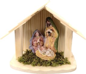 AMADEA Drevený betlehem s figúrkami, masívne drevo, 16,5 x 13,5 x 8,5 cm, český výrobok