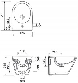 Cersanit City Oval, závesný bidet 52x37cm, biela, K35-043