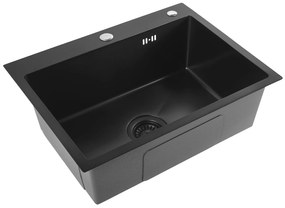 Rea Liam, oceľový kuchynský drez 530x450x200mm + sifón, čierna matná, ZLE-06008