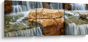 Obraz vodopádu (s hodinami) (90x30 cm)