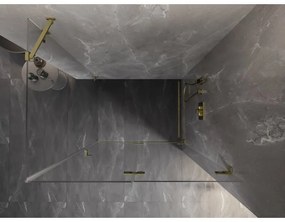 Mexen Lunar-F, sklápací sprchový kút pravý 100 x 80 cm, 8mm číre sklo, zlatý matný profil, 836-100-080-55-00-P