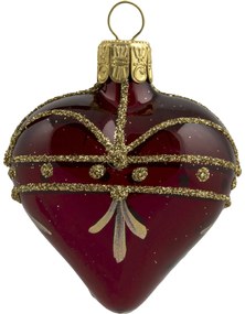 Bella Rose Sklenená vianočná ozdoba Srdce Burgundy Lesk