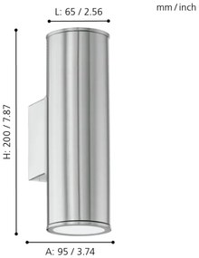 Eglo 94107 - LED vonkajšie osvetlenie RIGA 2xGU10/3W/230V