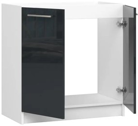 Spodná kuchynská skrinka pod drez OLIWIA S80 biela / grafitová, lesk