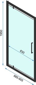 Jednokrídlové sprchové dvere REA RAPID SWING 90 cm pre inštaláciu do niky, zlaté/transparent - bez vaničky