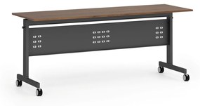 Mobilný stôl PRIMO MOBI, 1800 x 600 mm, čierna podnož, orech
