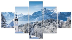 Kostol v horách - obraz zimnej krajiny