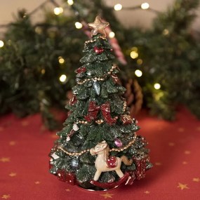 Hrací kolotoč vianočný stromček s hojdacím koníkom - Ø 12*19 cm
