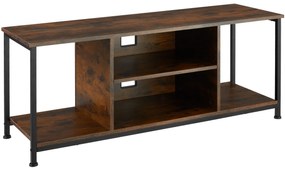tectake 404644 televízny stolík - 120 cm, industriálne drevo tmavé, rustikálne