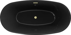 Mexen Eris, voľne stojaca vaňa 170 x 80 cm, čierna,  zlatý matný prepad, 53441708070-55