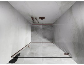 Mexen Lunar-B, výklopné pravé sprchové dvere 95 cm, 8mm číre sklo, medený matný profil, 832-095-000-65-00-P