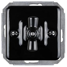 Elhard Keramický štvorcový otočný vypínač č.6/č.1, čierny - kompletný KV5406B