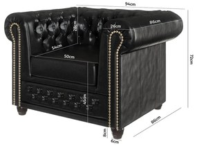 Čierne kreslo z imitácie kože York - Ropez