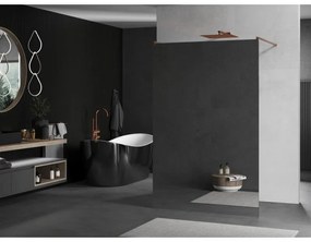 Mexen Kioto, sprchová zástena Walk-In 100 x 200 cm, 8mm sklo vzor zrkadlo, medený matný profil, 800-100-002-65-50