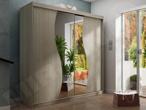 Šatníková skriňa so zrkadlom Sahara 8/200, Osvetlenie: bez osvetlenia, Farba:: jaseň tmavý