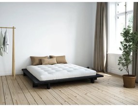 Čierna dvojlôžková posteľ z borovicového dreva s roštom 160x200 cm Japan - Karup Design