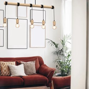 Prisadený luster VIGA 5xE27/60W/230V drevo