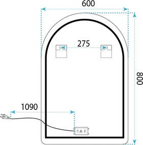 Rea Rea, Zrkadlo LED 80x60cm CAMLOT, HOM-01518