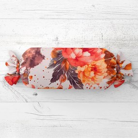 Biante Vankúš valec bonbon Sandra SA-600 Veľké červeno-ružovo-oranžové kvety pivonky na bielom 15x40 cm