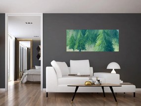Obraz - Maľované ihličnany (120x50 cm)