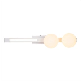Nástenné svietidlo Magnet2, 2x biele sklenené tienidlo + 1x LED 13W, w