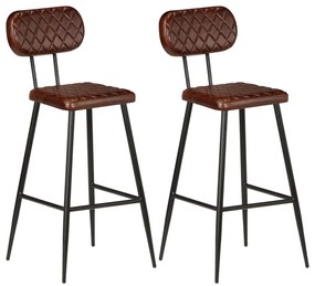 Barové stoličky 2 ks, hnedé, pravá koža 246375