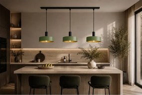 Luster na lanku HAKI 3xE27/60W/230V zelená/čierna