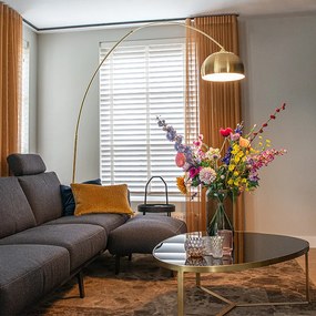 Oblúková stojaca lampa mosadz s bielym mramorovým podstavcom nastaviteľná - XXL