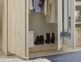 Šatníková skriňa so zrkadlom Cano, 228 cm, dub san remo/biela